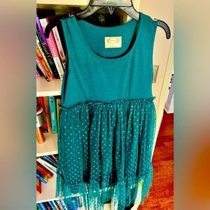 Absolutely gorgeous, teal lace tulle dress with cotton upper VERY comfy joyfoile